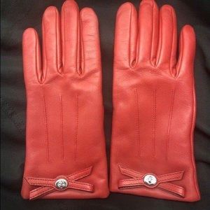 Coach Red Leather Gloves